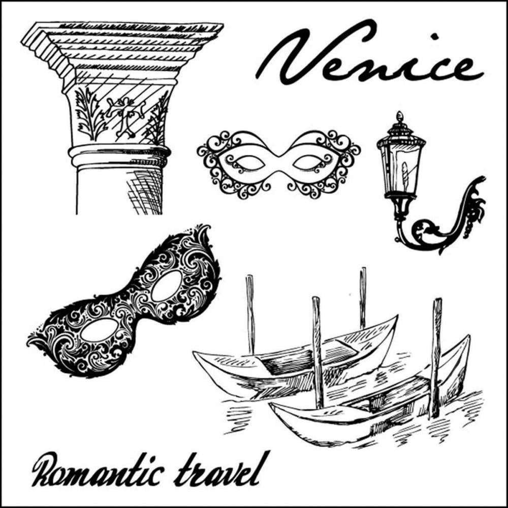 Stamp_ScrapBerry_s_Discover_Italy_Venice ScrapBerry's Discover Italy VENICE Clear Acrylic Stamp Set 7pc - Image 1