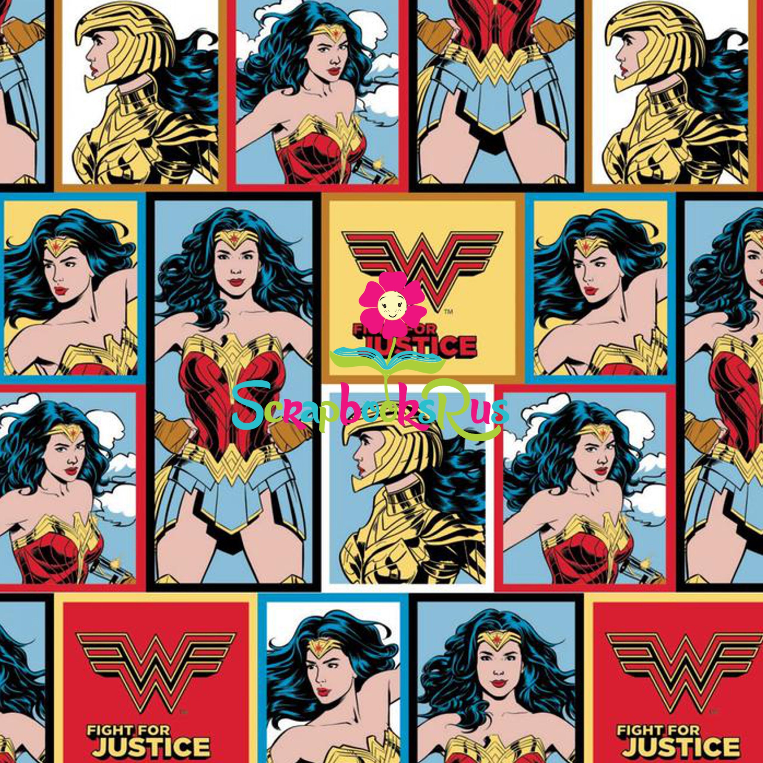 WonderWoman1984BlocksScrapbooksrus Wonder Woman 1984 GRID BLOCKS 12"X12" Scrapbook Paper - Image 1