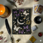 Soft Leather Journal BUTTERFLY MOON Purple Blank A7
