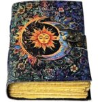 Soft Leather Journal NEON SUN & MOON Spell Book Blank A7