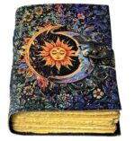 Soft Leather Journal NEON SUN & MOON Spell Book Blank A7