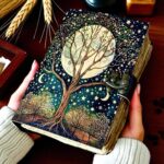 Soft Leather Journal Grimoire TREE OF LIFE Blank Lock A7