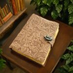 Soft Leather Journal PAISLEY FLORAL Handmade Brown Lock Diary A7