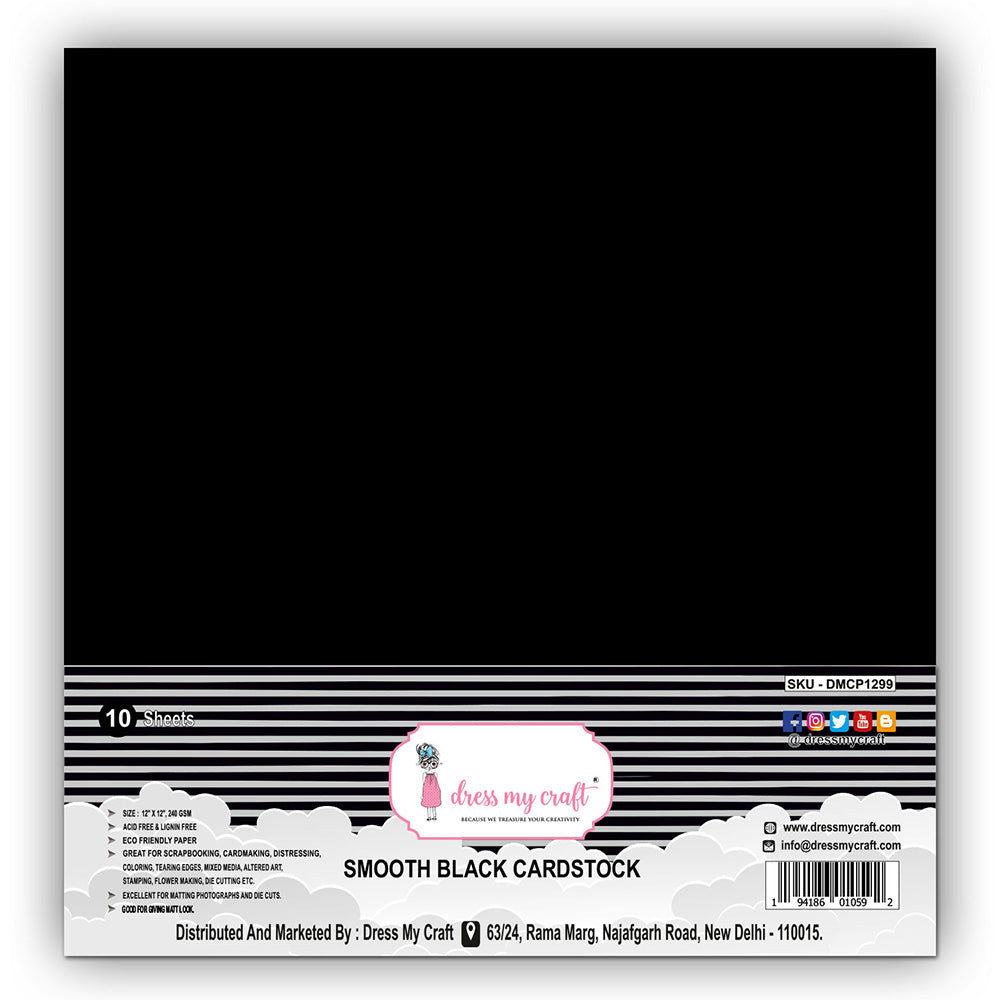 image_06ee24c2-019c-4da7-b196-ff0682d4753e Dress My Craft SMOOTH BLACK Cardstock 10 Sheets - Image 1