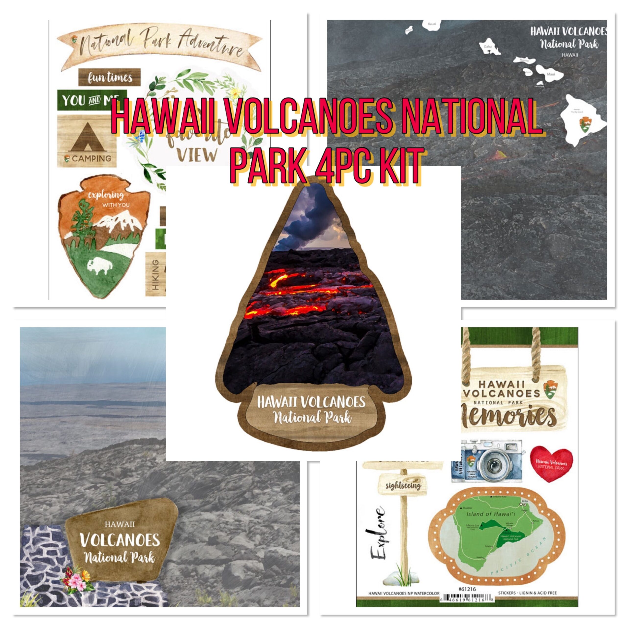 image_0df31f0e-b170-41a5-8646-0a5bd384bcc8 National Park HAWAII VOLCANOES KIT Paper & Stickers 4pc - Image 1