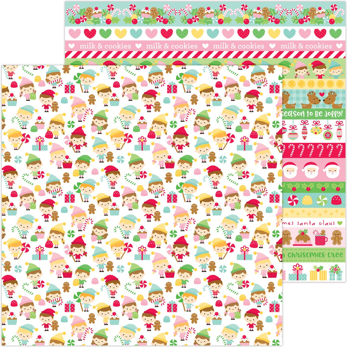 image_101902d5-42ea-4578-a326-2fa61bb149a2 Doodlebug Christmas Magic LITTLE HELPERS 12"X12" Cardstock Paper - Image 1