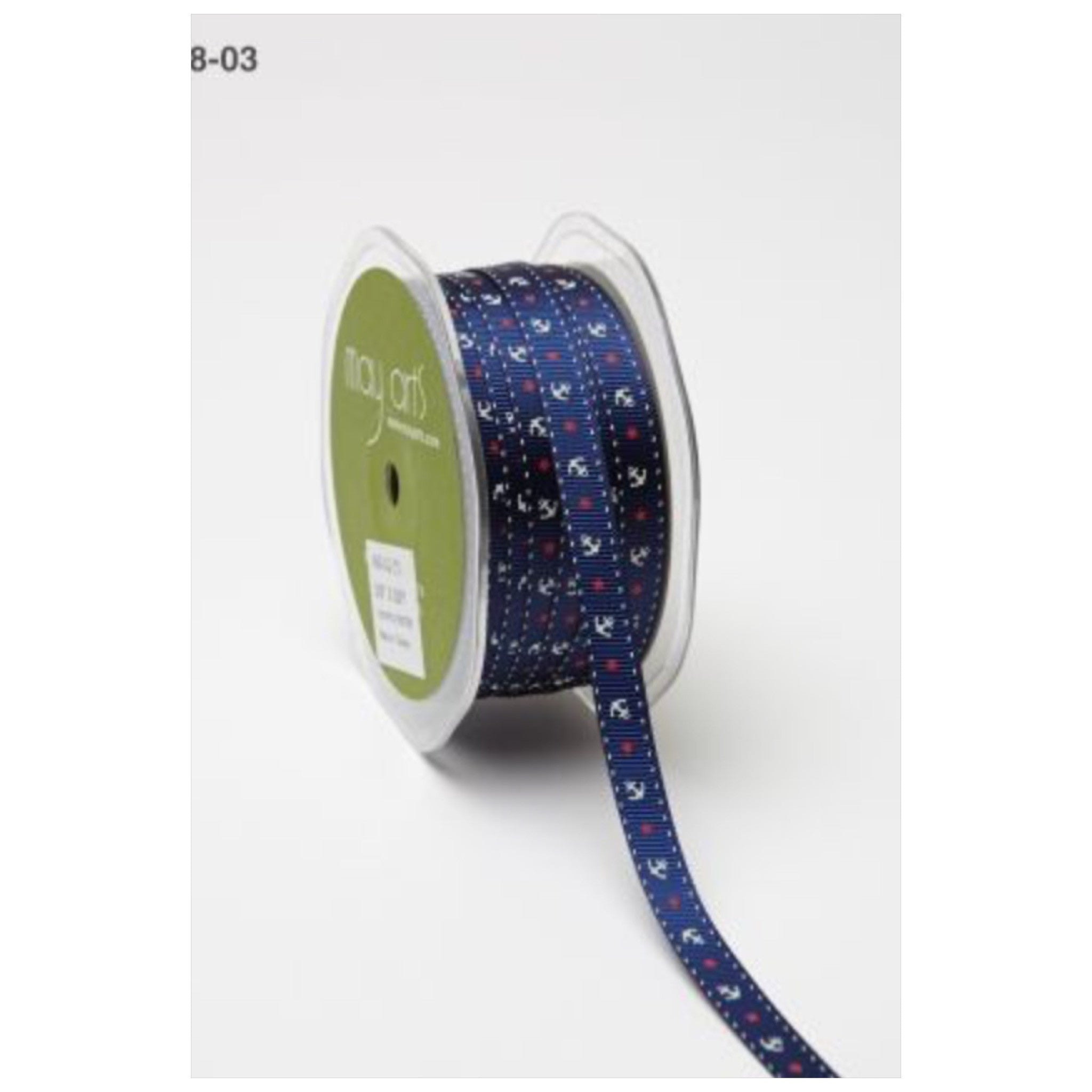 image_14125254-36d6-4e6d-8cc5-fbefe0d58481 May Arts 3/8" Grosgrain Anchors & Stars Ribbon 1 yard - Image 1