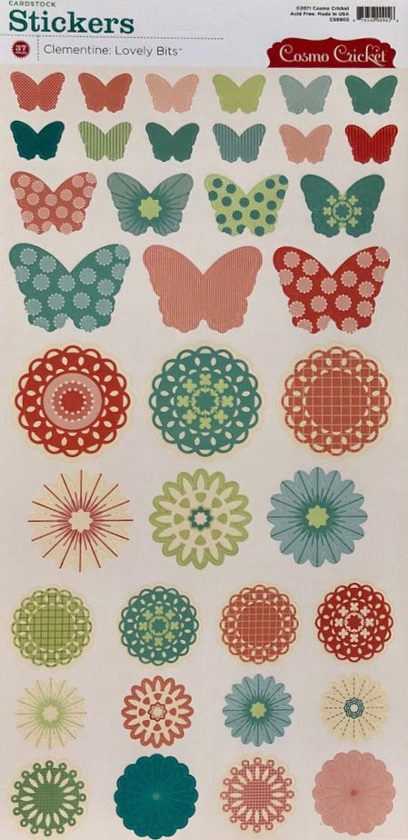 image_19f3e4f9-7faf-401b-a137-ac6ba68702b7 Cosmo Cricket CLEMENTINE LOVELY BITS Stickers Flowers Butterflies - Image 1