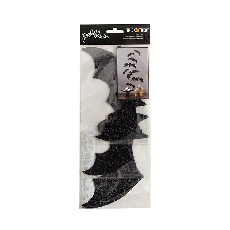 image_29e04c5a-3c9a-4d0e-bef7-fcb80b86a94e Pebbles Trick Or Treat WALL BATS Glitter Halloween 12pc - Image 1