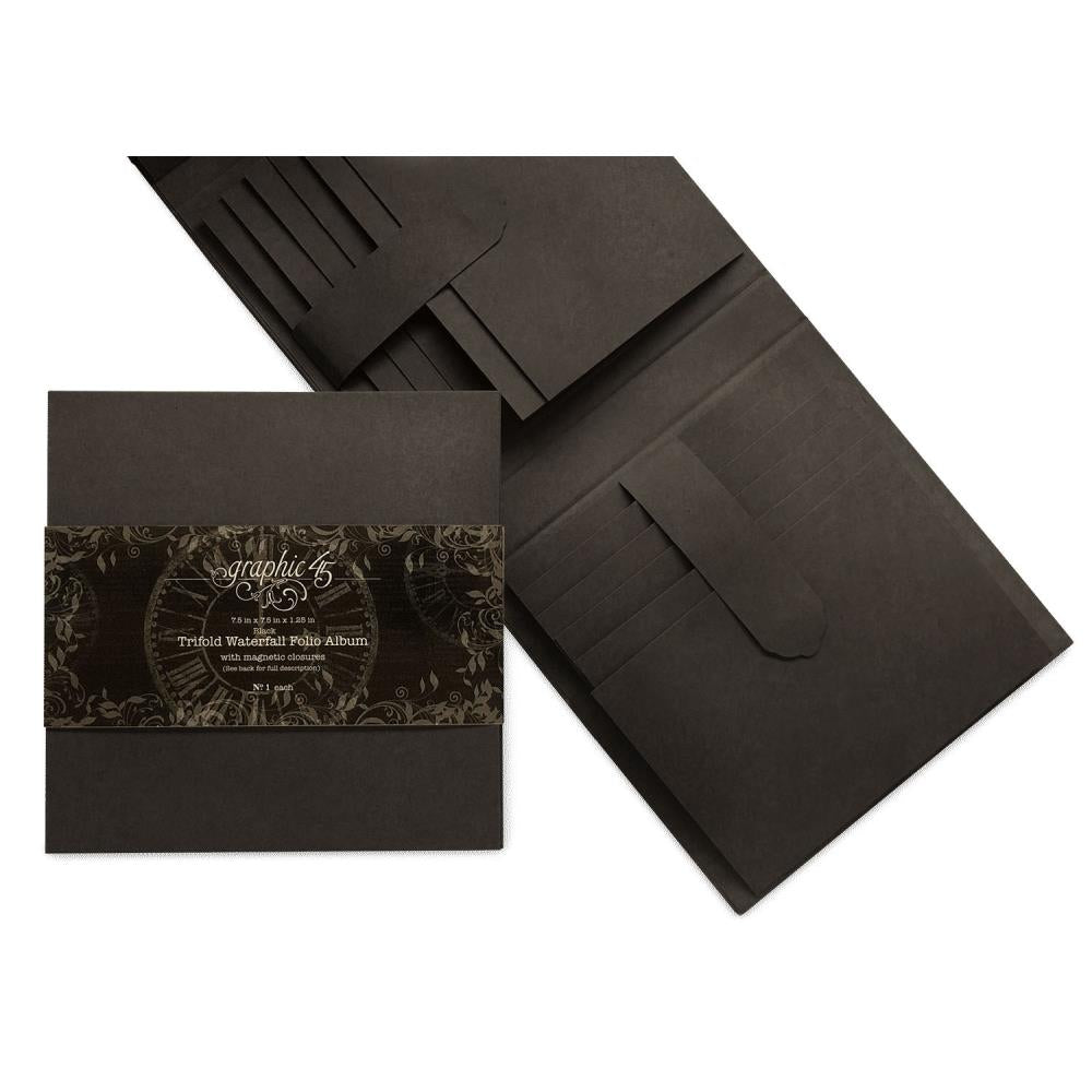 image_2e3b0a83-e590-4ecd-ae4b-71e11beca5fa Graphic 45 TRIFOLD WATERFALL FOLIO ALBUM Black - Image 1