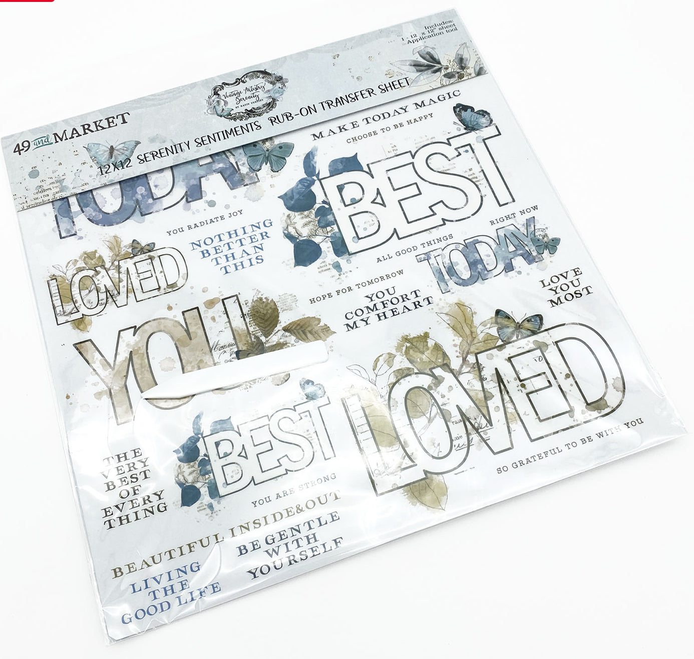 image_33c29619-94b4-4258-8e80-b018ebee1ced 49 and Market Vintage Artistry 12X12 SERENITY SENTIMENTS RUB-ON Transfer Sheet - Image 1