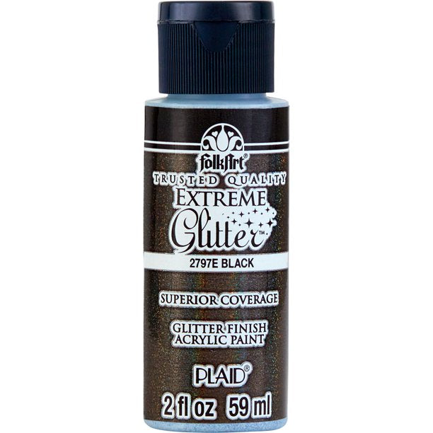 image_3439c2ba-6fa0-43fd-add0-17896420b749 Plaid FolkArt Extreme Glitter BLACK Acrylic Paint 2oz - Image 1