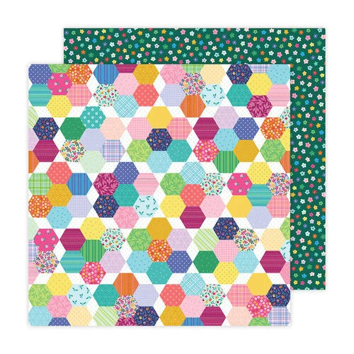 image_394ebfb8-8f52-4047-a5ac-de5933cba001 Paige Evans BLOOMING WILD 4 Hexagon Flowers 12"X12" Scrapbook Paper - Image 1