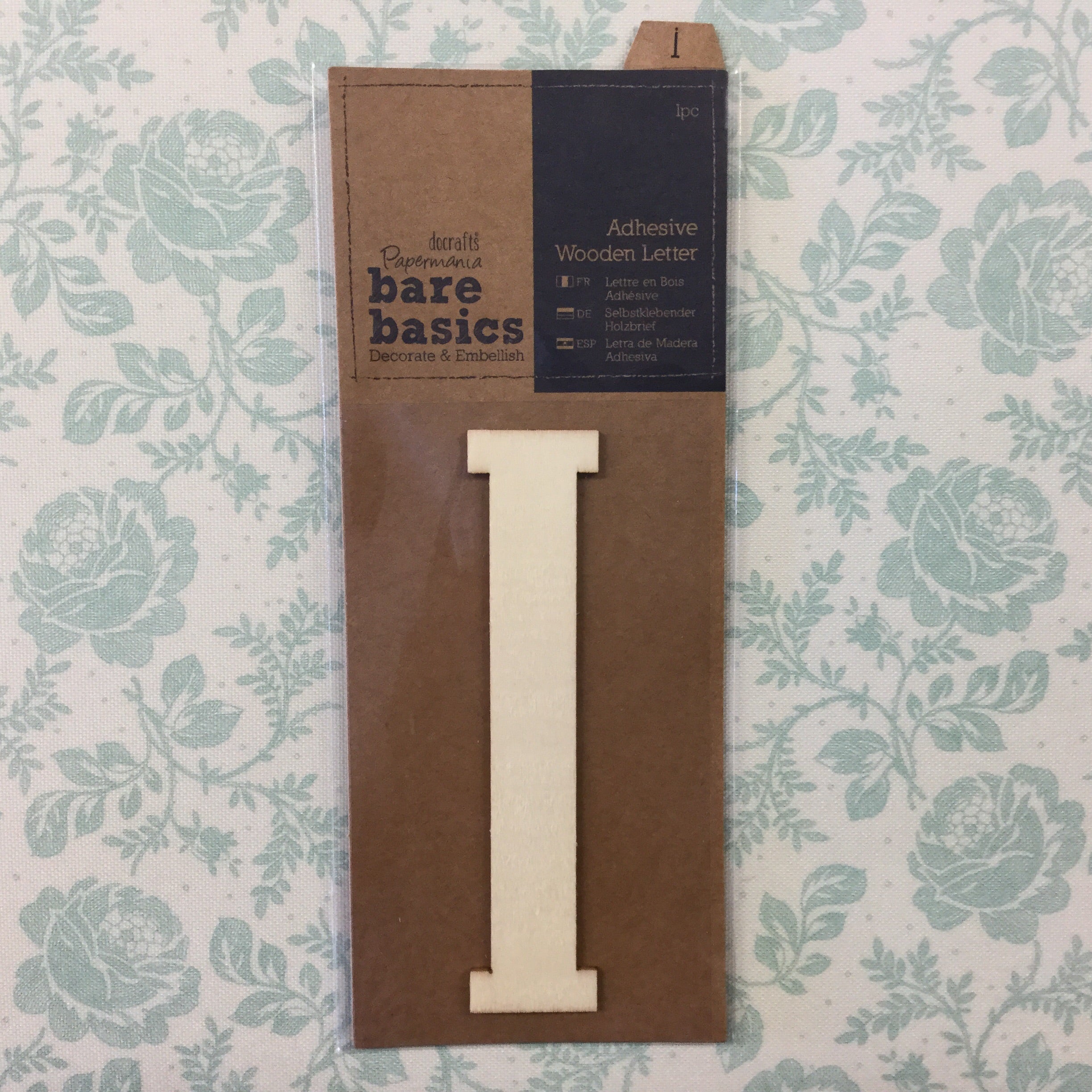 image_466c7173-e1ca-47ab-a9c7-c85f6b90563e Papermania Bare Basics Wooden Adhesive LETTER I Wood - Image 1