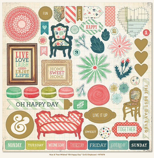 image_492ee99b-c8d4-405f-8fd3-142fe26684e7 My Mind's Eye Collection OH HAPPY DAY Chipboard 12"x12" 58 pc - Image 1