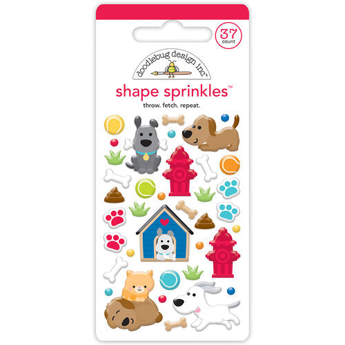 image_4c2ec635-81d6-4089-a63f-4c31ac67a8de Doodlebug Doggone Cute THROW FETCH REPEAT SHAPE SPRINKLES Stickers 37pc - Image 1