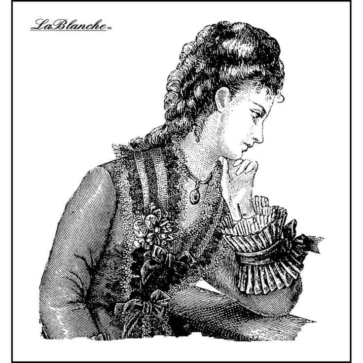 image_4f973802-77c4-4f31-9645-6af33dbc9113 LaBlanche THOUGHTFUL LADY Vintage Mounted Stamp - Image 1