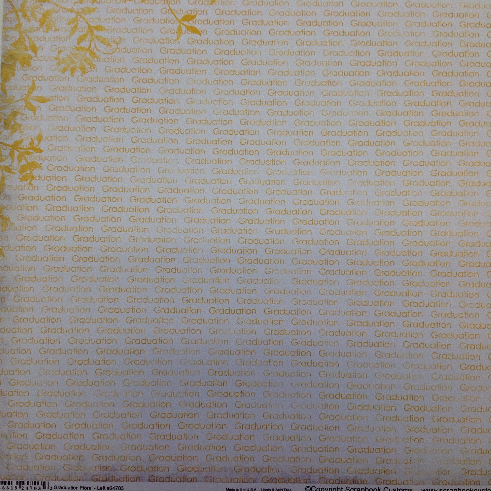 image_597f9ba5-e2eb-480b-ab75-6bf4f52530e4 GRADUATION FLORAL LEFT YELLOW 12"X12" Scrapbook Customs Paper - Image 1