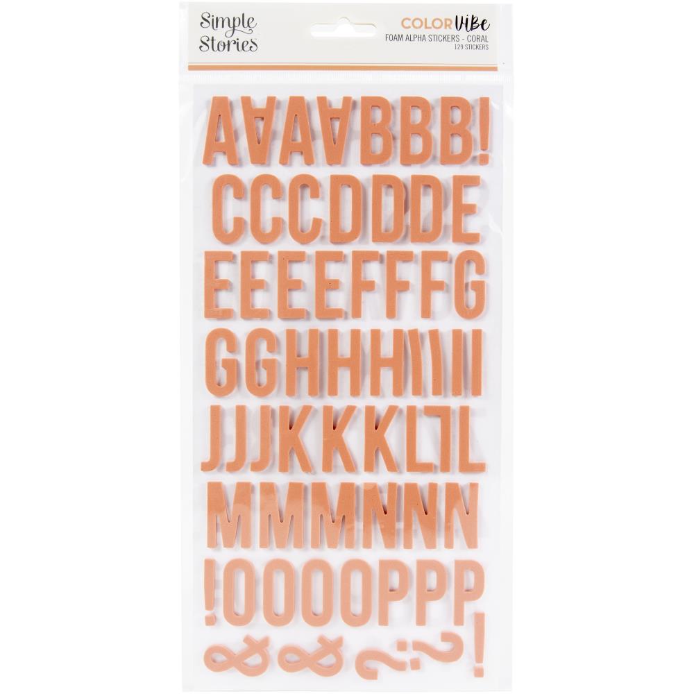 image_5d198995-40db-46a7-89d9-077da40704ff Simple Stories COLOR VIBE CORAL Foam Alpha Letter Stickers - Image 1