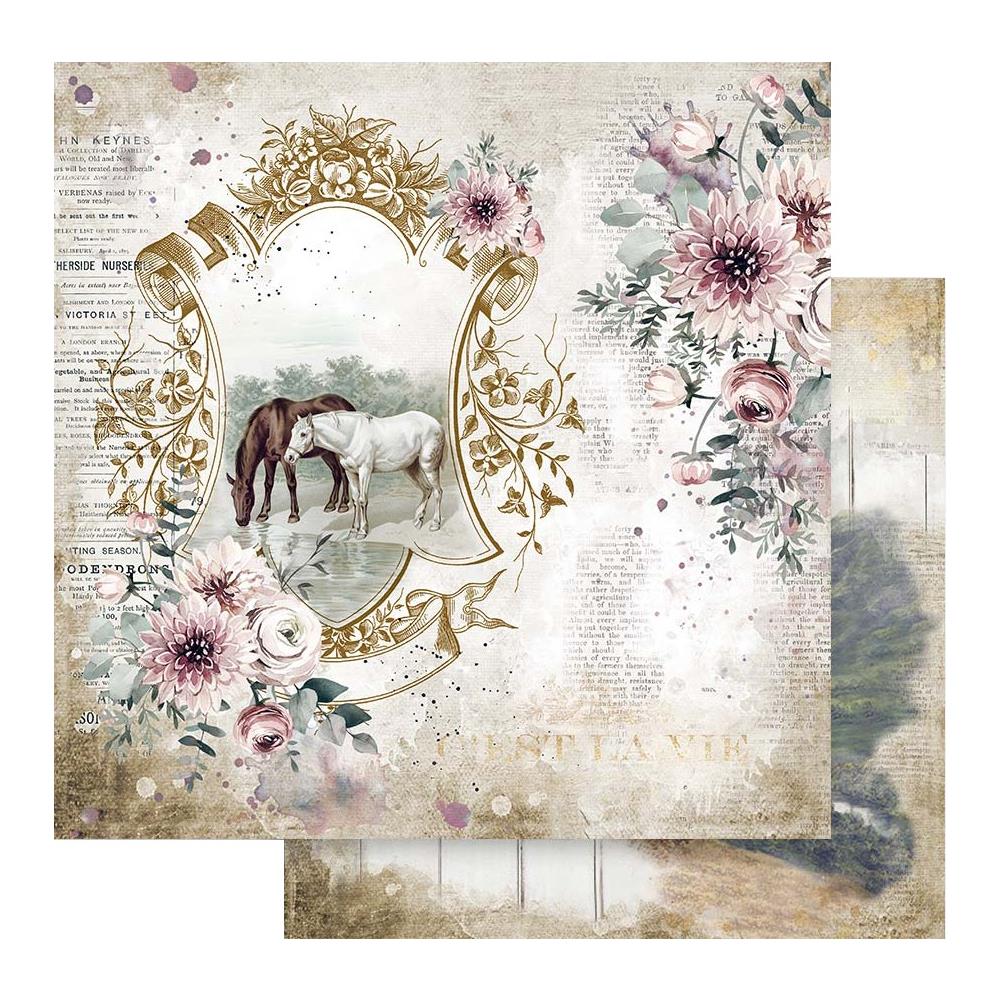 image_70a33a9b-33e4-49d4-b70e-43cc37842a93 Stamperia Romantic Horses LAKE 12"X12" Scrapbook Paper - Image 1