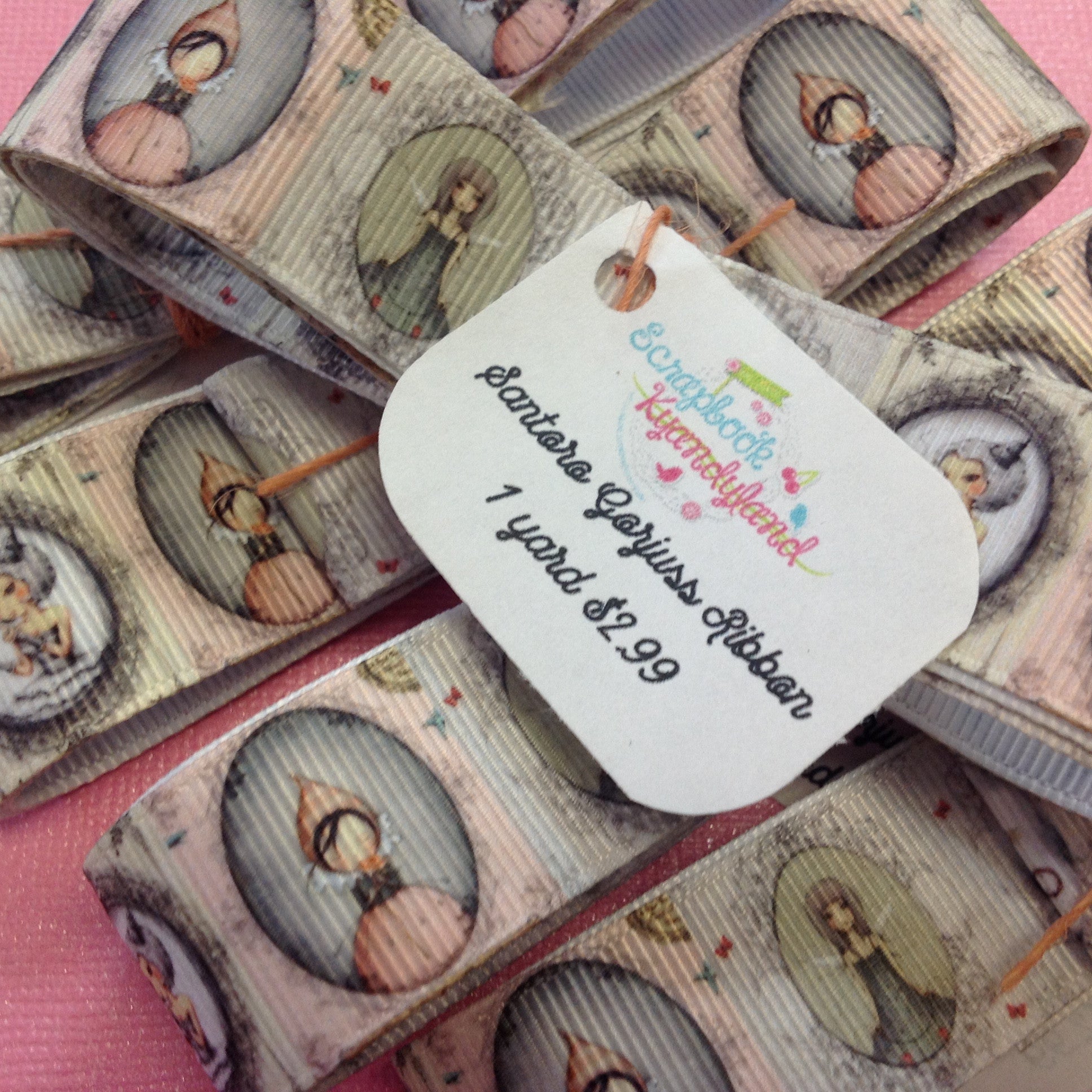 image_75a6ff36-2a59-4fe0-a887-804a395c6d1c Santoro London Gorjuss Girls Grey Ribbon 1 yard - Image 1