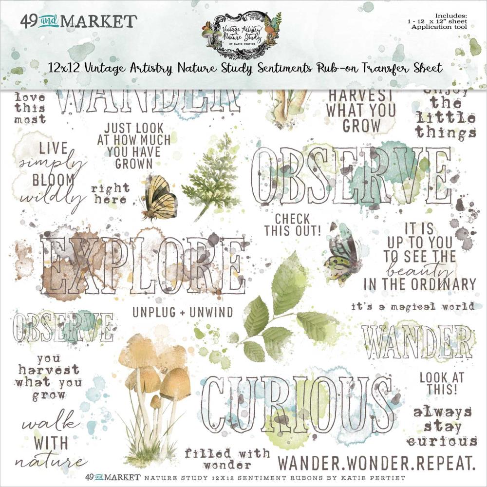 image_7b3adb61-aa3c-468b-824c-d20162cab81d 49 and Market Vintage Artistry 12X12 NATURE STUDY SENTIMENTS RUB-ON Transfer Sheet - Image 1
