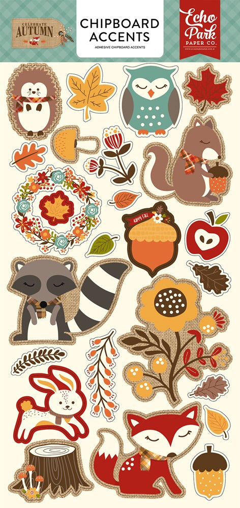 image_8d72c83a-f692-4fde-ac49-333063666244 Echo Park 6"x12" CELEBRATE AUTUMN Chipboard Accents Sticker 26 pc - Image 1