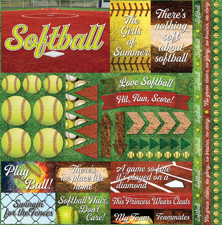 image_9718c49d-534b-407f-8e6b-f6971aa1ab8c Reminisce SOFTBALL 2 12"X12" Sports Die Cut Stickers - Image 1