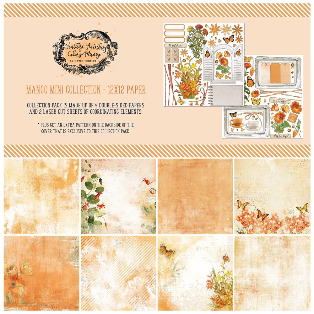 image_9c9bb52e-9166-4f49-8615-ce0e5a724cb6 49 and Market Vintage Artistry MANGO MINI Scrapbook Collection 12"X12" Paper - Image 1