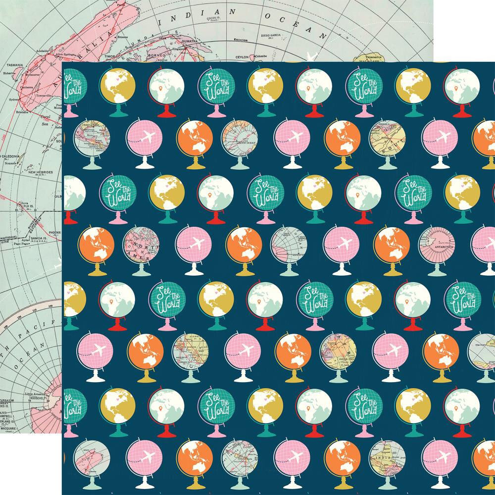 image_ab2e760b-1837-48f3-84fe-73f28f3af62c Carta Bella Pack Your Bags TRAVEL THE WORLD 12"x12" Paper - Image 1