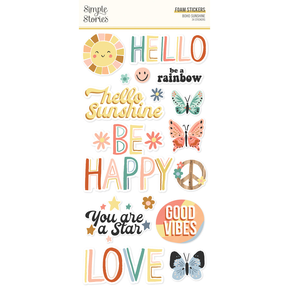 image_bd9d3582-68cd-438a-9306-2ed29ecf64d8 Simple Stories BOHO SUNSHINE Foam Stickers 34pc - Image 1
