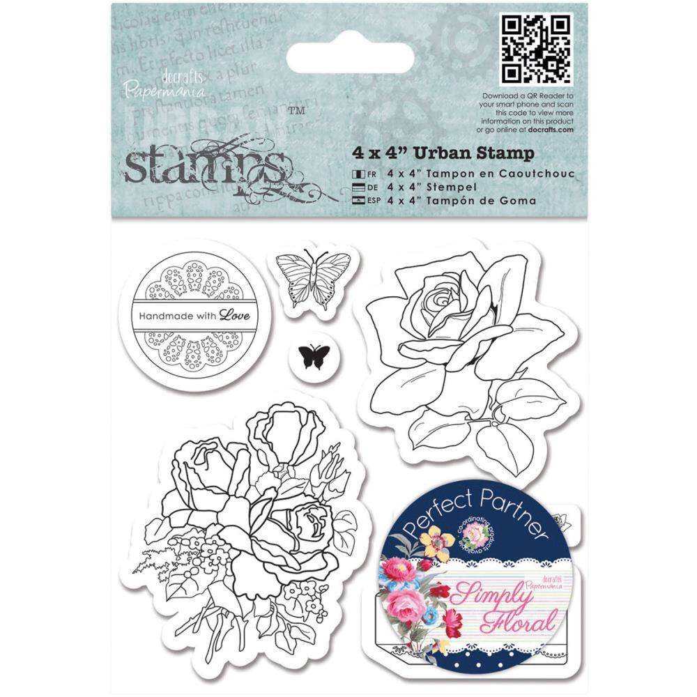 image_c12699b4-07f4-4bda-90f2-731e030f6f23 Docrafts Papermania Simply Floral BIRTHDAY ROSE Urban Stamps 4"X4" - Image 1