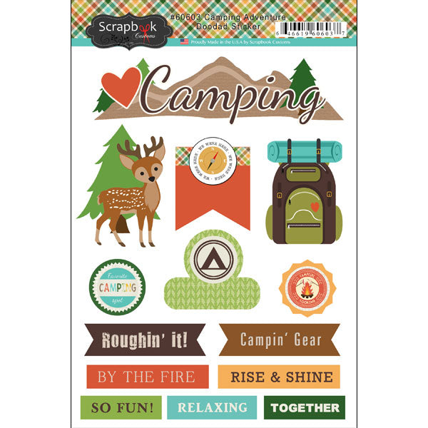 image_c2b648fd-f4d2-4652-a4df-e9d9e73809f5 Scrapbook Customs CAMPING ADVENTURE DOODAD Sticker 14pc - Image 1