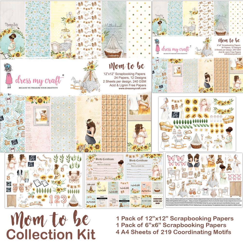 image_c4fa4f1a-fbe0-4dd9-97b5-af13b092ac26 Dress My Craft MOM TO BE Scrapbook Collection Kit - Image 1