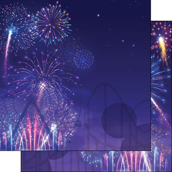 image_c65e2a28-f00b-4e6a-9737-a4fea9b62afa MAGICAL ADVENTURE FIREWORKS 12"X12" Scrapbook Paper - Image 1