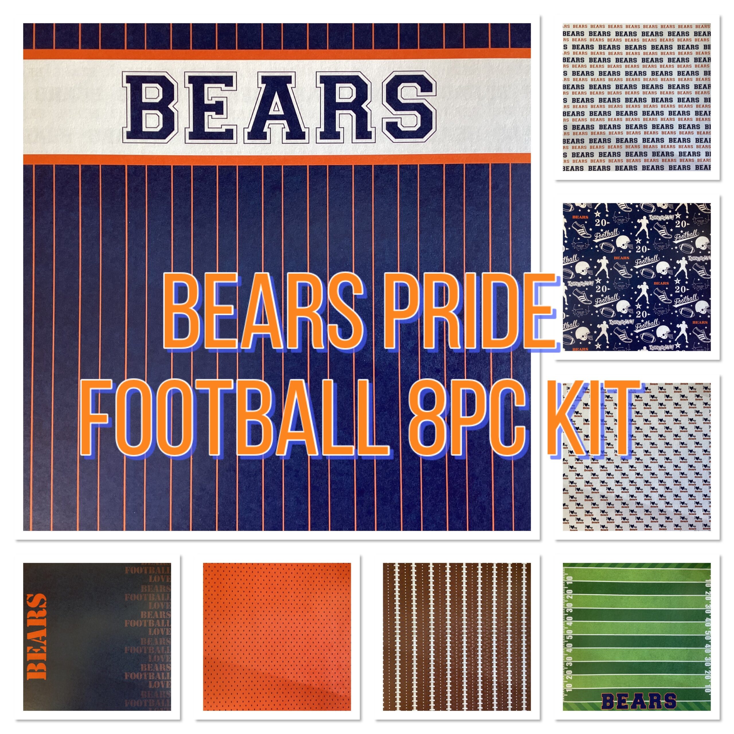 image_c9a0e411-c915-46d6-8899-d1cf0de70e7d BEARS PRIDE FOOTBALL KIT 12"X12" Scrapbook Paper 8 Sheets - Image 1