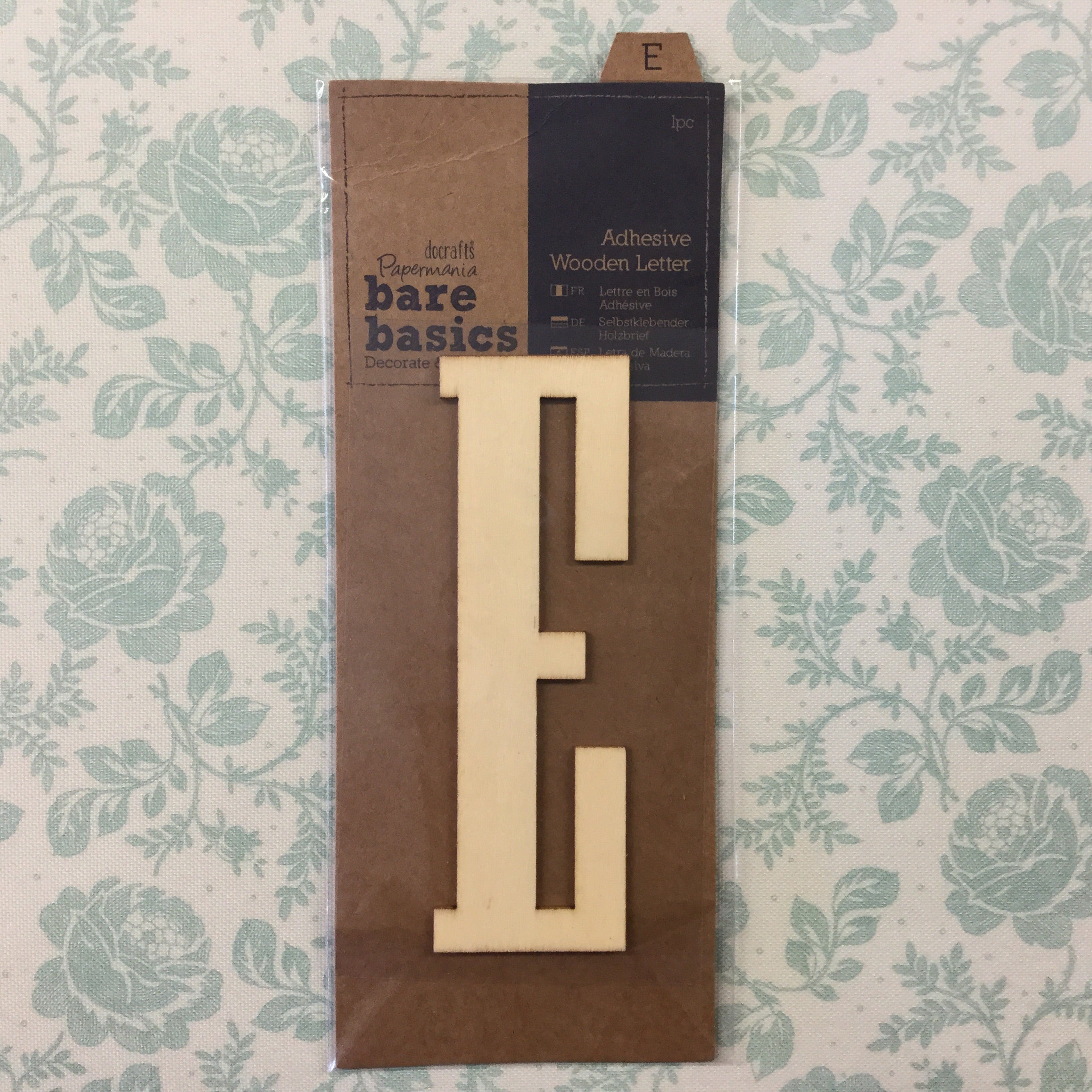image_ca5c491b-7914-4e82-a83f-8cf7df4ab17a Papermania Bare Basics Wooden Adhesive LETTER E Wood - Image 1