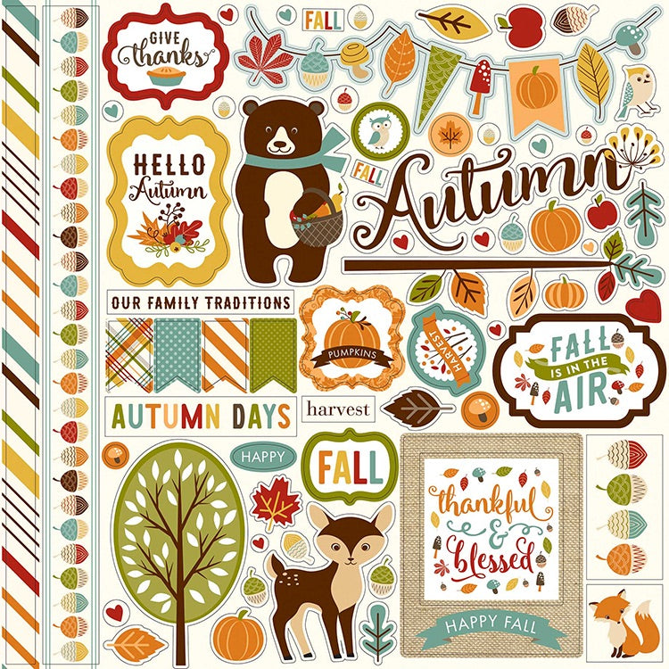 image_cc64255d-5b09-490d-8f28-031e09307e90 Echo Park Fall Is In The Air ELEMENT STICKERS 12”X12” Sheet - Image 1