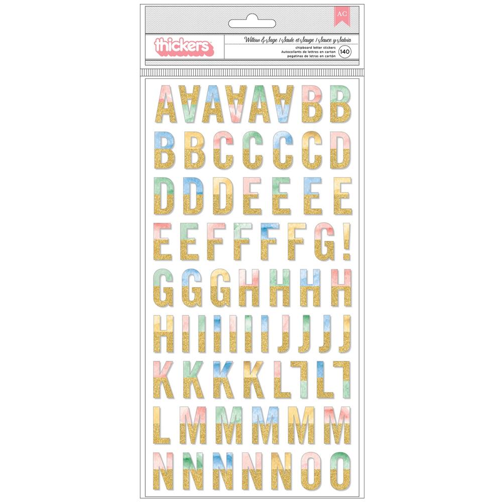 image_dbcb28dd-a1c8-4235-a9c5-c56a772ecddd Thickers Bo Bunny WILLOW & SAGE Chipboard Letter Stickers - Image 1