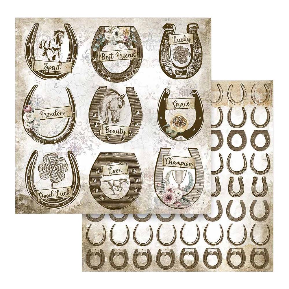 image_e11931e1-0380-433a-b161-33ae3888aa52 Stamperia Romantic Horses HORSESHOE 12"X12" Scrapbook Paper - Image 1