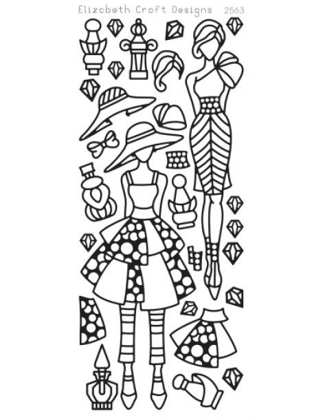image_e49c39be-d74b-4463-aeb8-7c70d5f671ae Elizabeth Craft JACKIE'S DOLLS BLACK Peel Off Sticker 2563 - Image 1