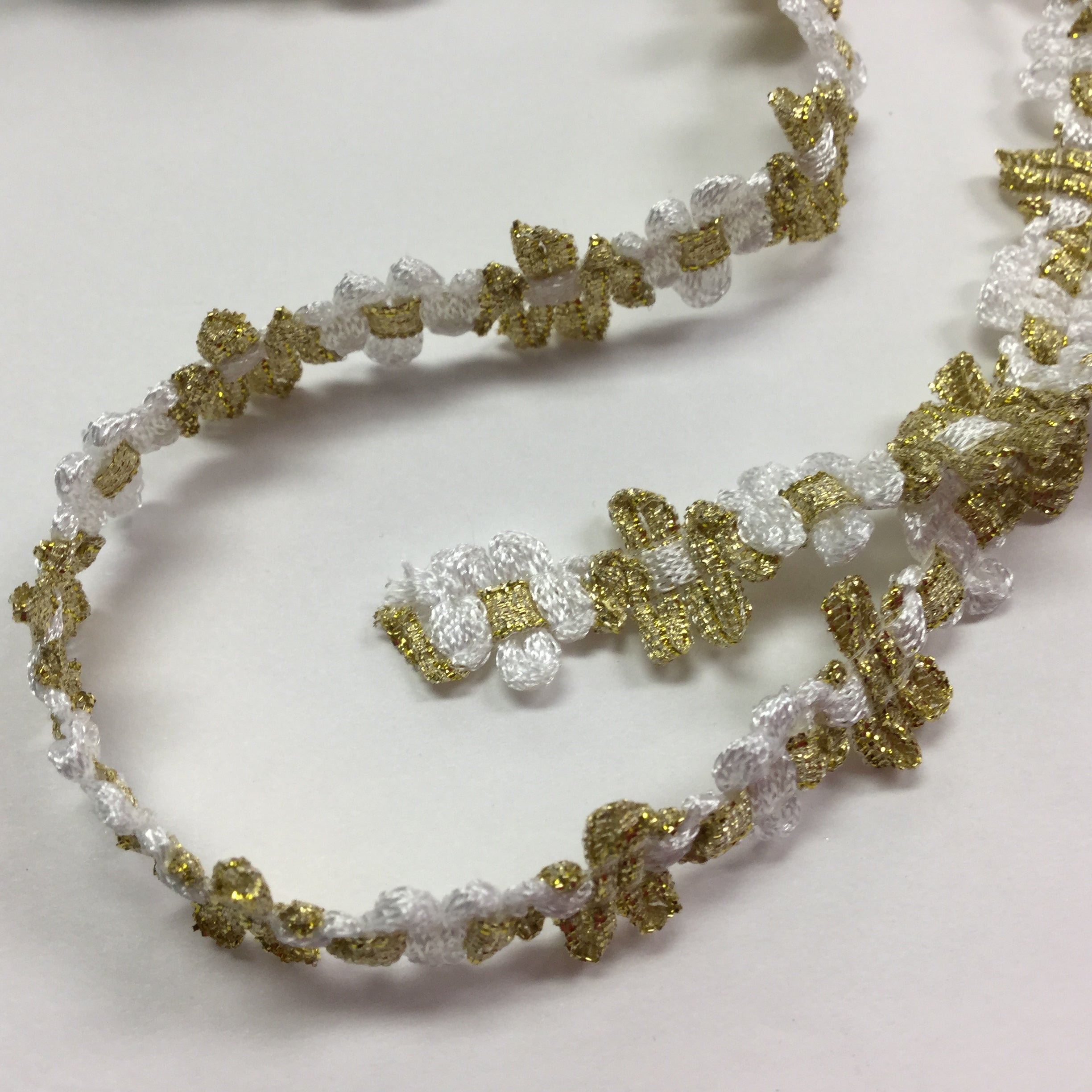 image_ebaba2e0-2bb6-4c9e-a927-7025ca2e25f0 May Arts Flat Floral GOLD Flower Ribbon 1 yard yd - Image 1