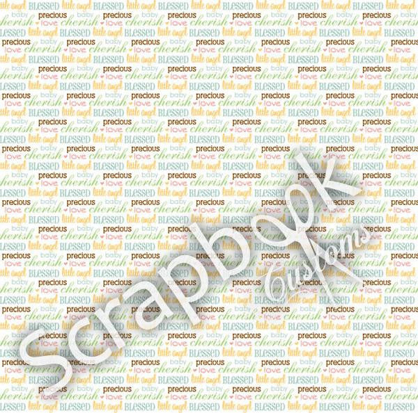 image_effb746c-6627-47f4-ab61-24942c00f514 BABY BLESSING WORDS 12"X12" Scrapbook Customs Paper - Image 1
