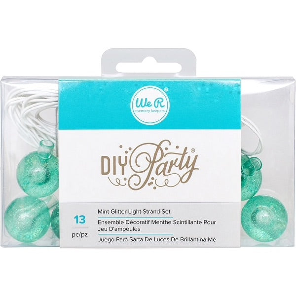 image_f770c9ac-a63a-4e94-9879-2d0d313b5bce We R DIY Party MINT GLITTER LIGHT STRAND SET 13pc - Image 1