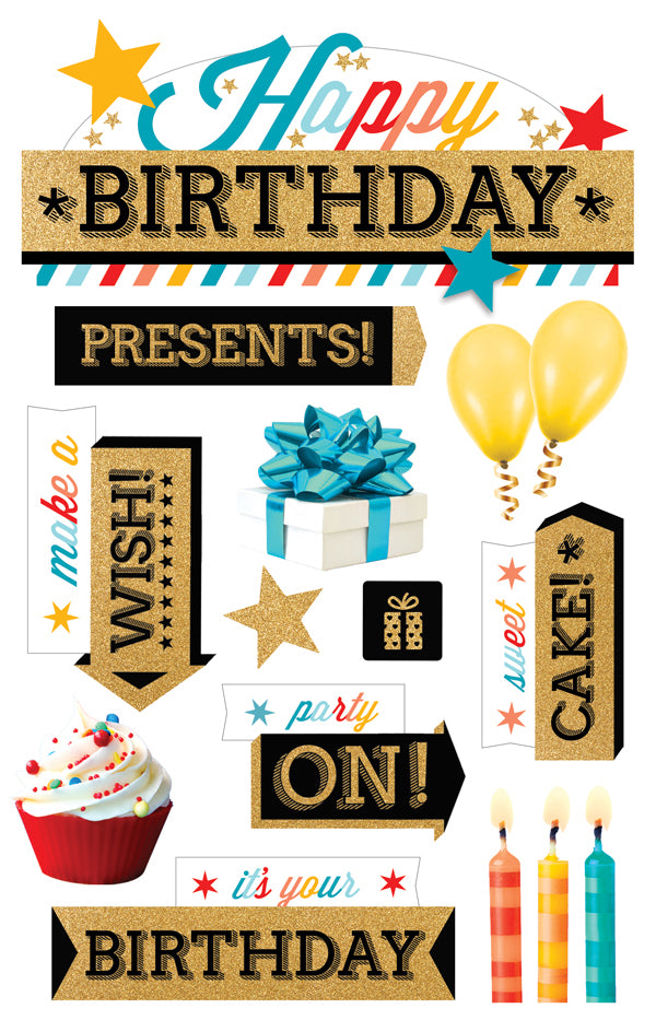 016AD2F4-A448-4200-804A-84DC6F3E8167.jpg Paper House HAPPY BIRTHDAY 3D Stickers 12pc - Image 1