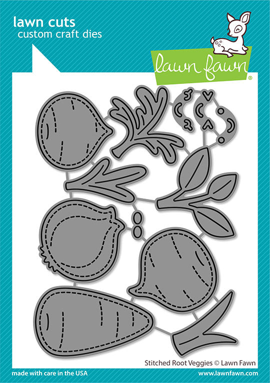 03004EED-8B6B-431A-9442-40B55B686487.jpg Lawn Fawn Cuts STITCHED ROOT VEGGIES Custom Craft Dies 12pc - Image 1