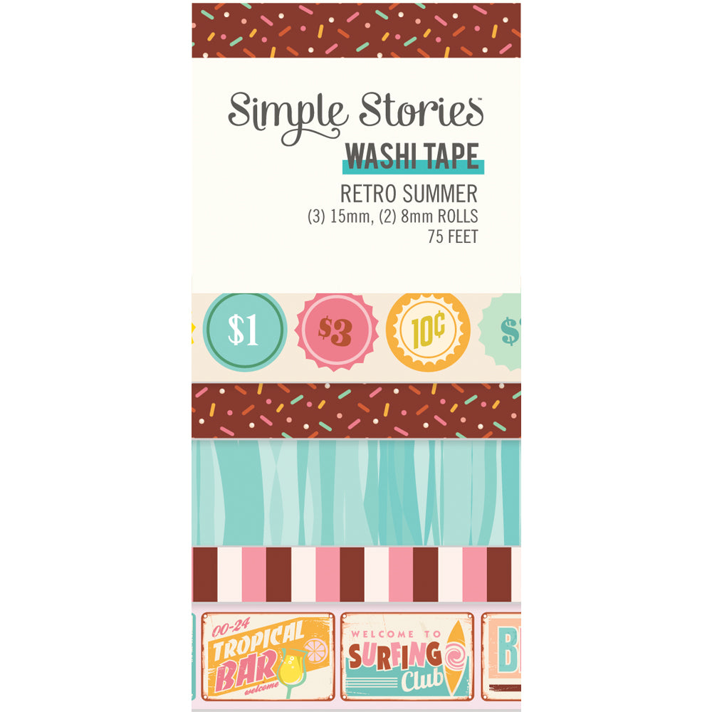 062C9F9C-767E-462D-BBA8-420D28DAF325.jpg Simple Stories RETRO SUMMER Washi Tape 5 Rolls - Image 1