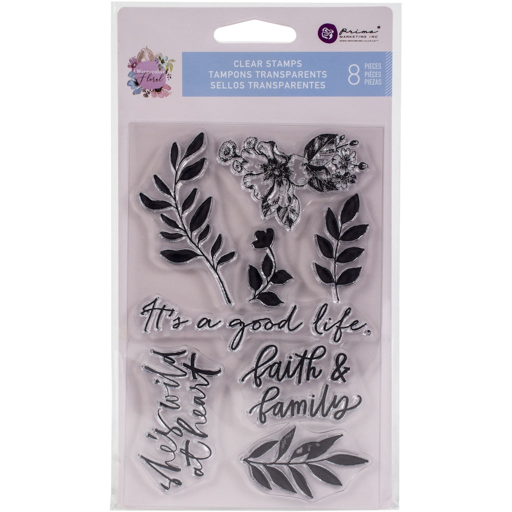065AC538-1CA1-47E2-95A3-6ED049325C72.jpg Prima WATERCOLOR FLORAL Clear Acrylic Stamp 8pc - Image 1