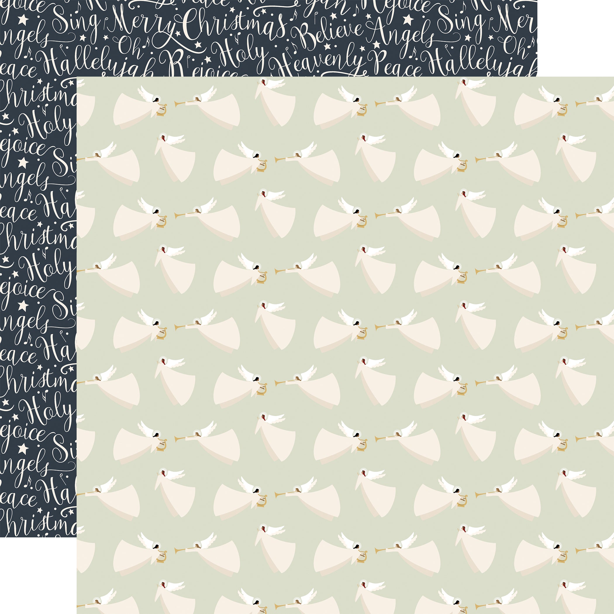 0ACD2D7C-3BF4-49BD-9B8E-0201F86D5075.jpg Echo Park Away in A Manger HEAVENLY HOSTS 12”x12” Scrapbook Paper - Image 1
