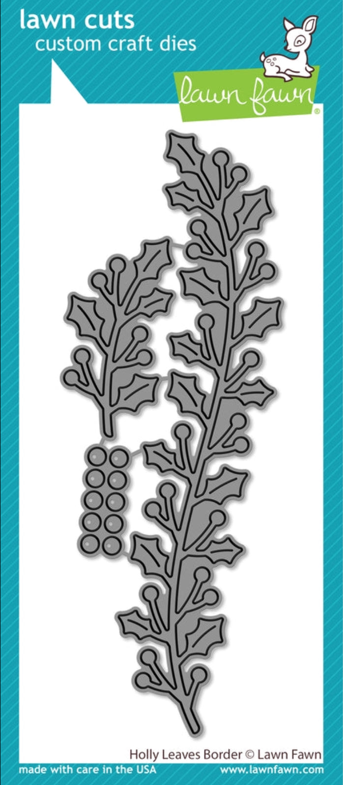 0AE9F525-3287-43B9-874A-3D854158BAAB.jpg Lawn Fawn Cuts HOLLY LEAVES BORDER Custom Craft Dies 3pc - Image 1